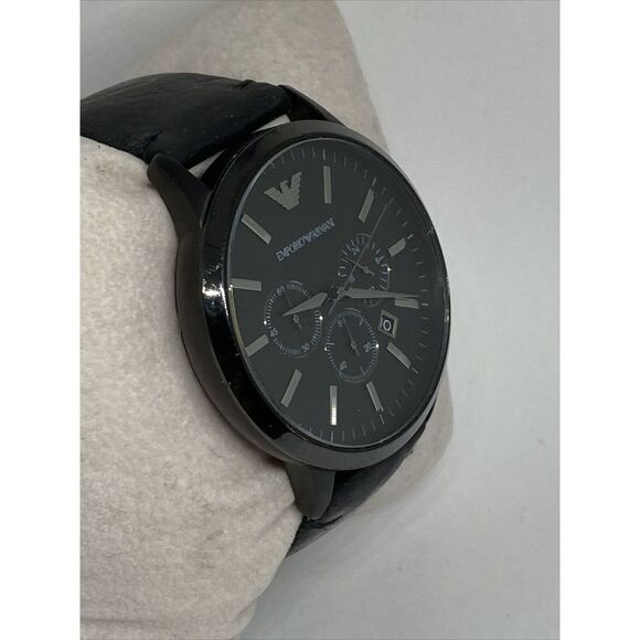 Emporio Armani Sportivo AR-2461 Men Black Leather Analog Dial Quartz Watch MP519 - Picture 5 of 12